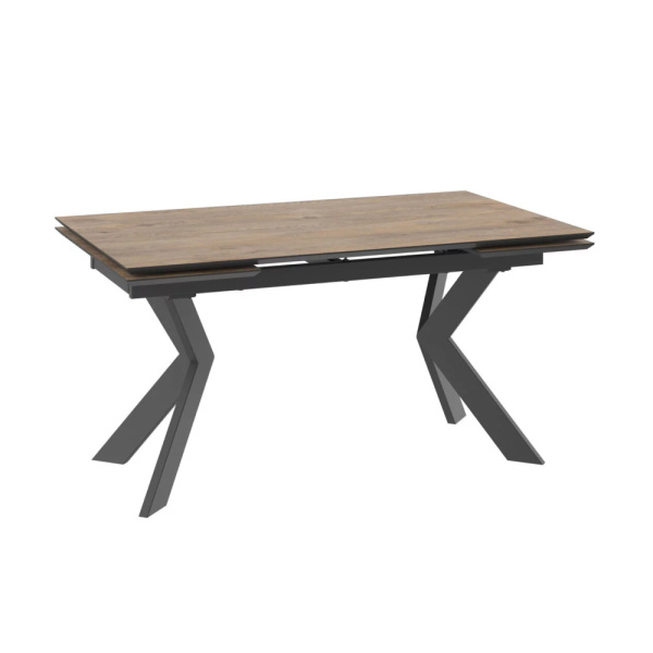 Стол VECTRA-150, раздвижной 150(40+40)x90, ДУБ ВИНТАЖНЫЙ - COMPAKT CER/ЧЕРНЫЙ	